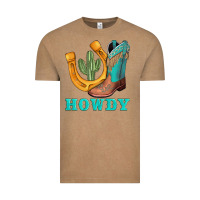 Vintage Coffee howdy turquoise cowboy boots horseshoe Vintage Tee - AdoDesignShop