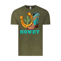 Vintage Olive howdy turquoise cowboy boots horseshoe Vintage Tee - AdoDesignShop