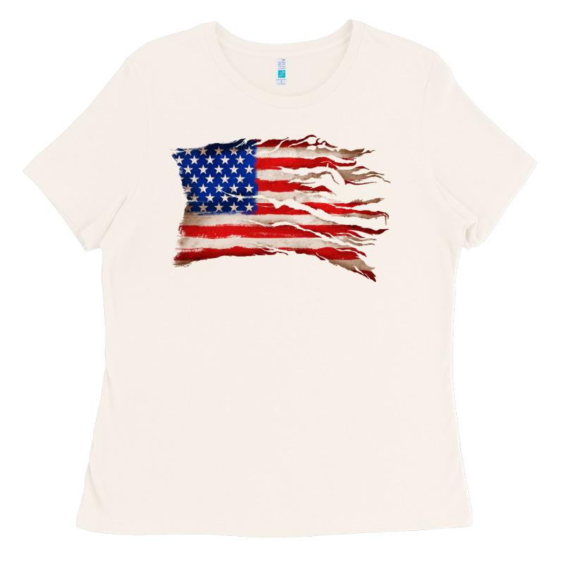 Tattered American Flag Ladies Tee by Zillion Design Studio | Teevron