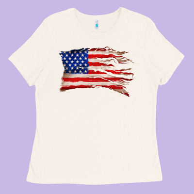 Tattered American Flag Ladies Tee Designed By Zillion Design Studio