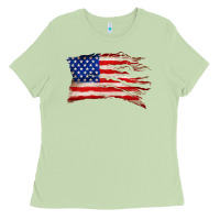 Matcha tattered american flag Ladies Tee - Zillion Design Studio