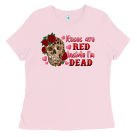 Bubblegum Pink roses are red inside i'm dead Skull Ladies Tee - RanaPortraitStore