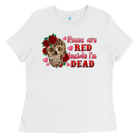 White roses are red inside i'm dead Skull Ladies Tee - RanaPortraitStore