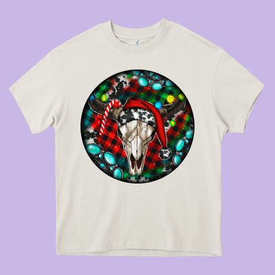 Christmas Skull Heavy Core Tee Designed By Ranaportraitstore
