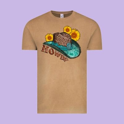 Howdy Leopard Tooled Leather Hat Vintage Tee Designed By Adodesignshop