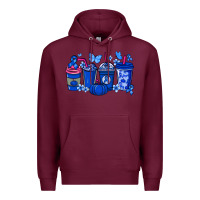 Burgundy Colon Cancer coffee cups blue ribbon Premium Hoodie - NancyCooperArtShop