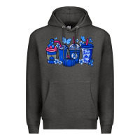 Charcoal Heather Colon Cancer coffee cups blue ribbon Premium Hoodie - NancyCooperArtShop