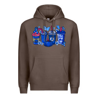 Coffee Colon Cancer coffee cups blue ribbon Premium Hoodie - NancyCooperArtShop