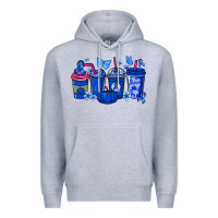 Heather Grey Colon Cancer coffee cups blue ribbon Premium Hoodie - NancyCooperArtShop