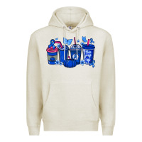 Oatmeal Heather Colon Cancer coffee cups blue ribbon Premium Hoodie - NancyCooperArtShop