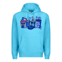 Ocean Blue Colon Cancer coffee cups blue ribbon Premium Hoodie - NancyCooperArtShop