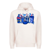 Pale Pink Colon Cancer coffee cups blue ribbon Premium Hoodie - NancyCooperArtShop