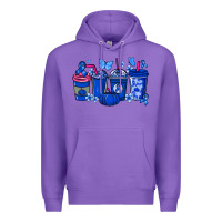 Purple Colon Cancer coffee cups blue ribbon Premium Hoodie - NancyCooperArtShop