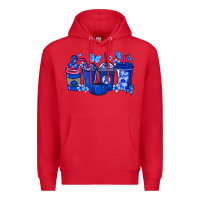 Red Colon Cancer coffee cups blue ribbon Premium Hoodie - NancyCooperArtShop