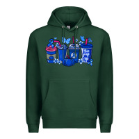 Sports Green Colon Cancer coffee cups blue ribbon Premium Hoodie - NancyCooperArtShop