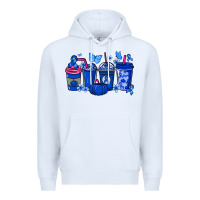 White Colon Cancer coffee cups blue ribbon Premium Hoodie - NancyCooperArtShop
