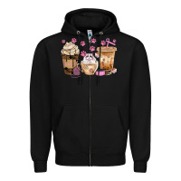 Black cat coffee cups with paw bbs Zipper Hoodie - BundleAndBundleShop