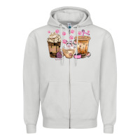 Dove Grey cat coffee cups with paw bbs Zipper Hoodie - BundleAndBundleShop