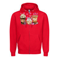 Red cat coffee cups with paw bbs Zipper Hoodie - BundleAndBundleShop