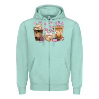 Seafoam cat coffee cups with paw bbs Zipper Hoodie - BundleAndBundleShop