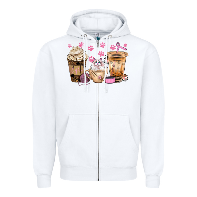 Cat Coffee Cups With Paw Bbs Zipper Hoodie by BundleAndBundleShop | Teevron