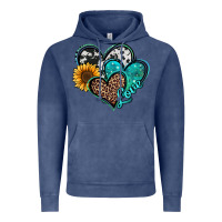 Vintage Denim turquoise sunflower hearts Vintage Hoodie - Jasminsmagicworld