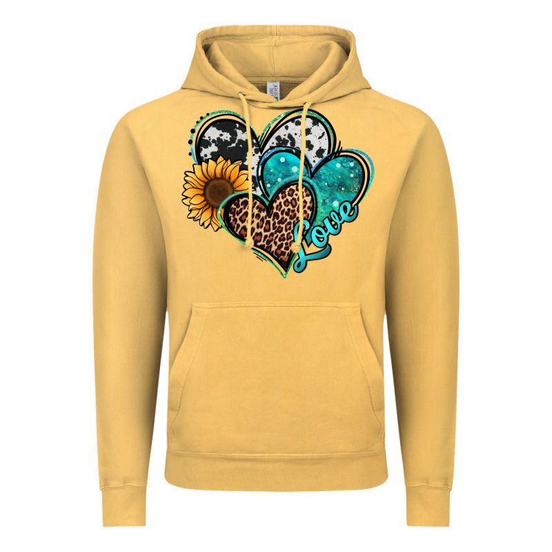 Turquoise Sunflower Hearts Vintage Hoodie by Jasminsmagicworld | Teevron
