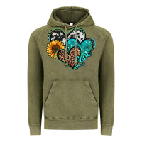 Vintage Olive turquoise sunflower hearts Vintage Hoodie - Jasminsmagicworld