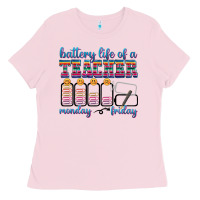 Bubblegum Pink battery life of a teacher Ladies Tee - texasbilliewilder