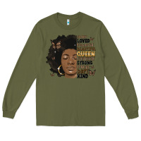 Army Green afro woman smart loved powerful Long Sleeve Tee - MaliasSmallBusiness