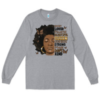 Heather Grey afro woman smart loved powerful Long Sleeve Tee - MaliasSmallBusiness