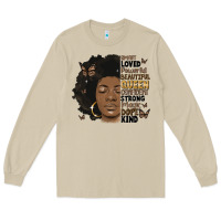 Mushroom afro woman smart loved powerful Long Sleeve Tee - MaliasSmallBusiness
