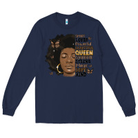 Navy afro woman smart loved powerful Long Sleeve Tee - MaliasSmallBusiness