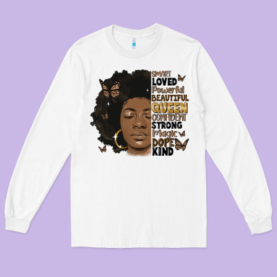 Afro Woman Smart Loved Powerful Long Sleeve Tee Designed By Maliassmallbusiness