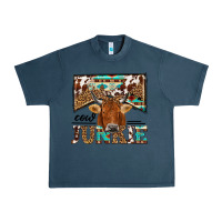 Midnight Navy cow junkie Urban Heavy Tee - NancyCooperArtShop