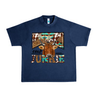 Navy cow junkie Urban Heavy Tee - NancyCooperArtShop