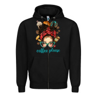 Black coffee please messy bun with coffee bean bbs Zipper Hoodie - BundleAndBundleShop