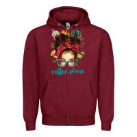 Burgundy coffee please messy bun with coffee bean bbs Zipper Hoodie - BundleAndBundleShop