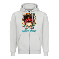 Dove Grey coffee please messy bun with coffee bean bbs Zipper Hoodie - BundleAndBundleShop