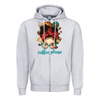 Heather Grey coffee please messy bun with coffee bean bbs Zipper Hoodie - BundleAndBundleShop
