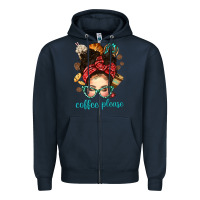 Navy coffee please messy bun with coffee bean bbs Zipper Hoodie - BundleAndBundleShop