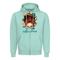 Seafoam coffee please messy bun with coffee bean bbs Zipper Hoodie - BundleAndBundleShop