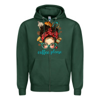 Sports Green coffee please messy bun with coffee bean bbs Zipper Hoodie - BundleAndBundleShop