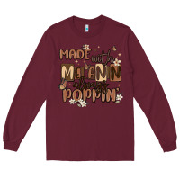 Burgundy made with melanin always poppin Long Sleeve Tee - MaliasSmallBusiness
