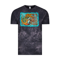 Cloud Black western wooden wheel cowboy boots Vintage Tee - AdoDesignShop