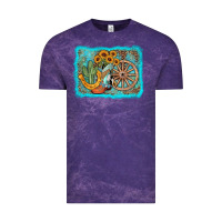 Cloud Purple western wooden wheel cowboy boots Vintage Tee - AdoDesignShop
