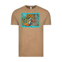 Vintage Coffee western wooden wheel cowboy boots Vintage Tee - AdoDesignShop
