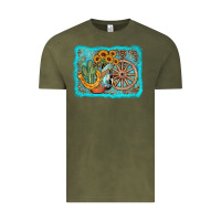 Vintage Olive western wooden wheel cowboy boots Vintage Tee - AdoDesignShop