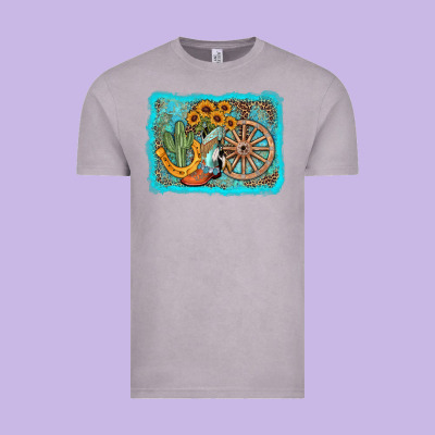 Western Wooden Wheel Cowboy Boots Vintage Tee Designed By Adodesignshop