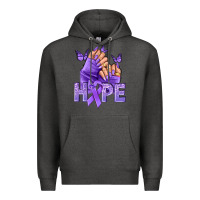 Charcoal Heather Hope lavender ribbon all cancers Premium Hoodie - NancyCooperArtShop